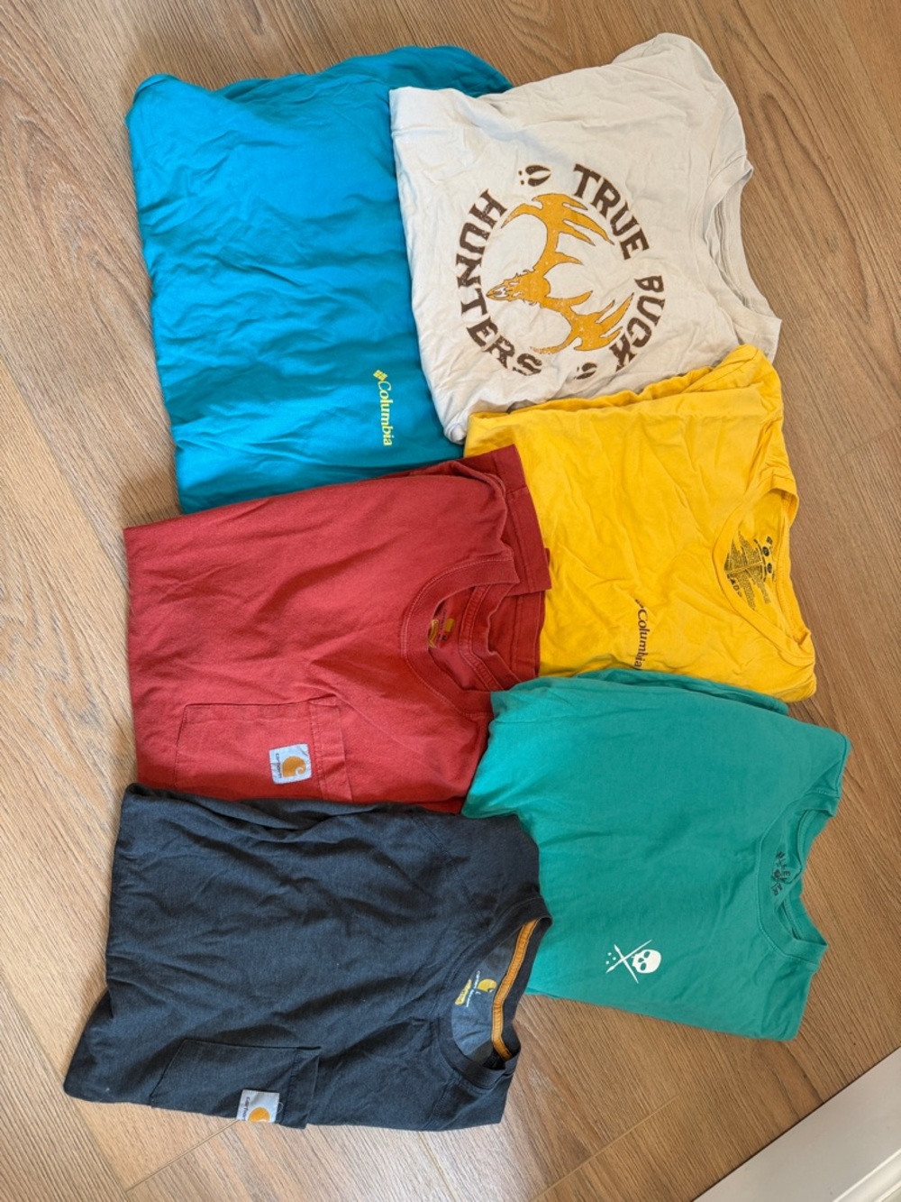 Mixed Men's Tee & Pocket Tee Bundle - Teal, White, Yellow, Red, Green, Charcoal